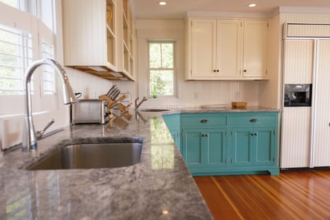 Kitchen counters are solid granite