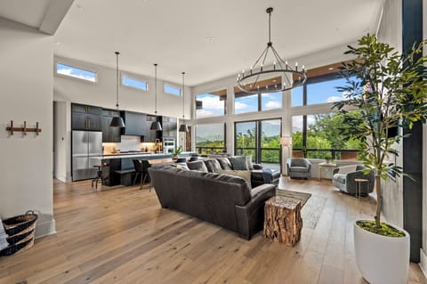 One of two spacious living areas with views