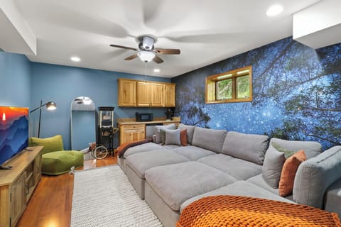 Movie Room with popcorn machine.