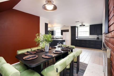 A spacious dining area with seating for 8-10, perfect for shared meals and special moments.