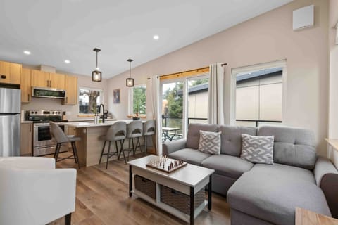 Open concept living and dining area