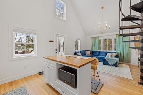 Fully equipped kitchen with island seating for easy meals.