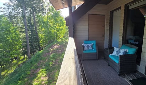 Favorite place for coffee or tea. Watch the squirrels, birds, and deer!