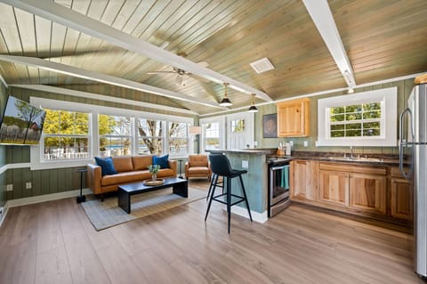 The open concept of Harbor Cottage creates such a unique and peaceful vibe, come see for yourself! Sleeper sofa is a plus for additional sleeping options.