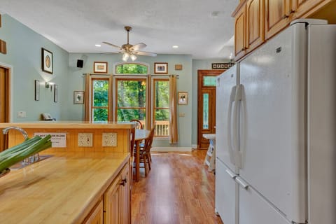 Open concept kitchen with two refrigerators for your convenience.