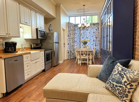 Living room, kitchen, & dining space