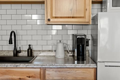 Kitchen comes stocked with all of your cooking essentials, along with a variety of coffee and spices.