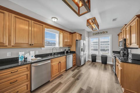 Fully equipped kitchen with stainless steel appliances