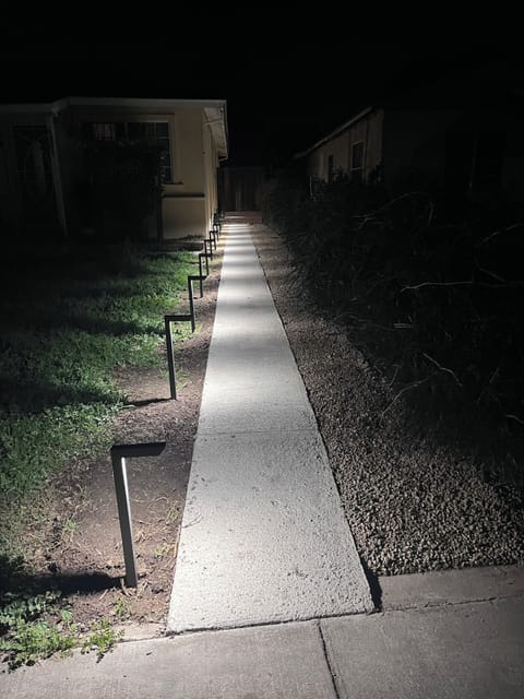 Lit path at night