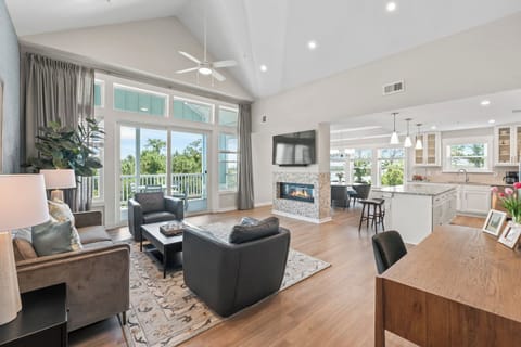 Living Area with Deck Access and Water Views