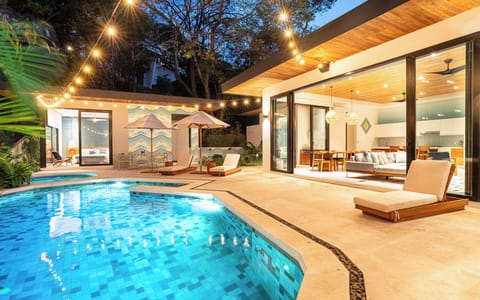 The indoor / outdoor space seamlessly blends together, especially at night!