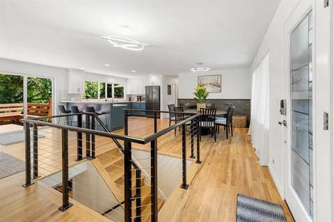 Entryway, kitchen and dining room.