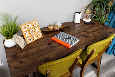 Workspace Retreat: Bright desk with quirky decor, perfect for creativity or remote work!