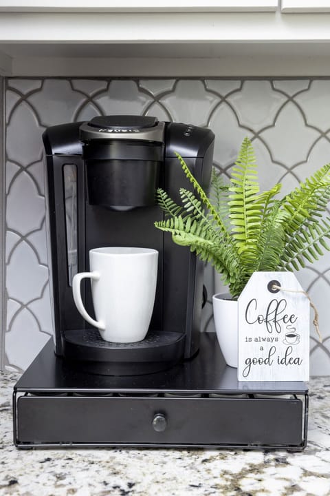 Kickstart your mornings with a coffee maker ready to brew your favorite blends — the perfect touch for your Little Rock getaway.