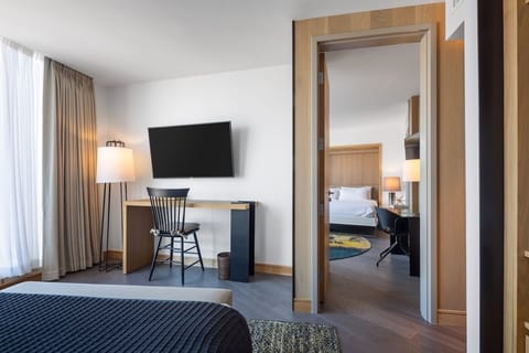 Enjoy extra space with a dedicated desk just steps away.
