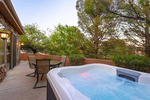 Private hot tub on back patio