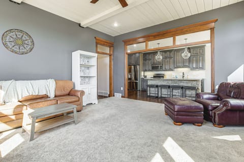 Living Room | Central A/C & Heat | Wood-Burning Fireplace | 1st Floor