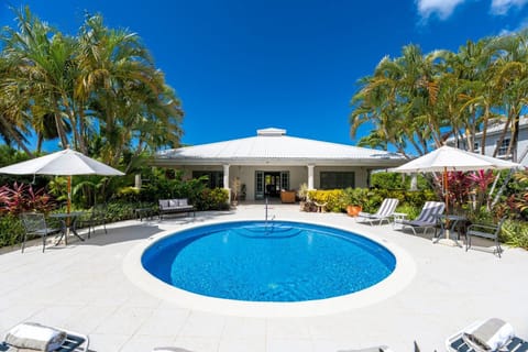 View of the large pool deck and property