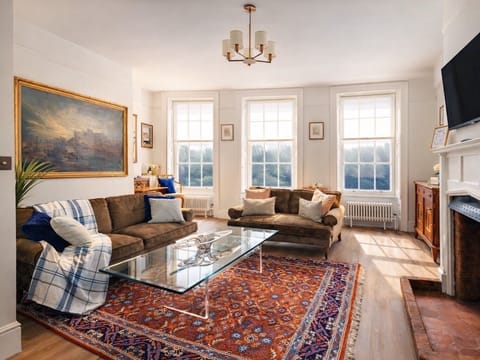 Living room with castle view