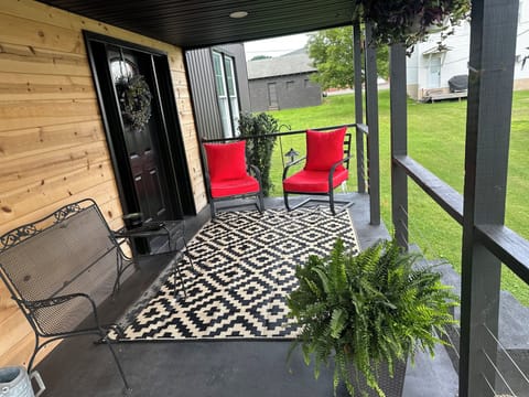 Sitting area on the side of the house. 