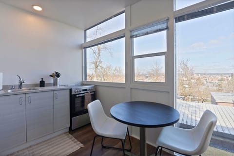 Modern Kitchen and dining area with a View