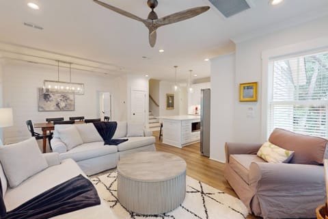 An open floor plan allows you to be together while cooking, eating or watching tv