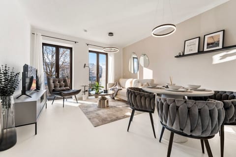 Modern living and dining area.