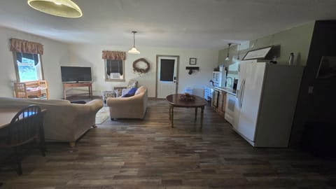 Living room and kitchen area.