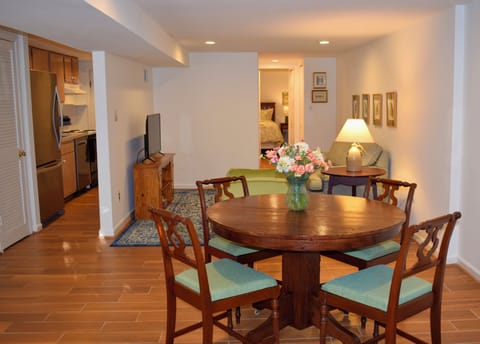 Dining & living area with separate kitchen and bedroom
