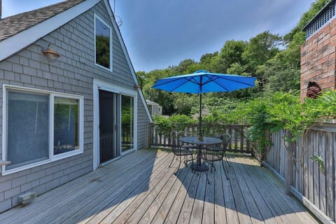 2nd floor deck, sliding door from landing, foliage provides privacy