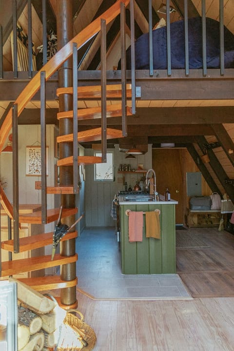 Spiral staircase to the sleeping area. 