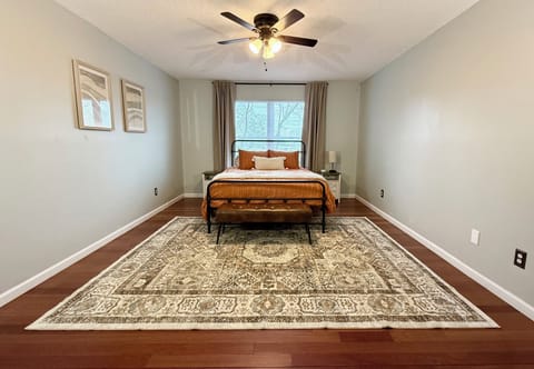 Master Bedroom, queen bed, master bathroom, and 2 closets