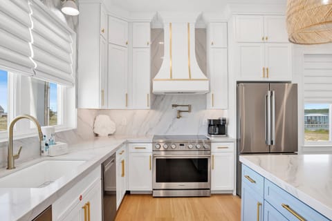 Stainless appliances and stone counters throughout