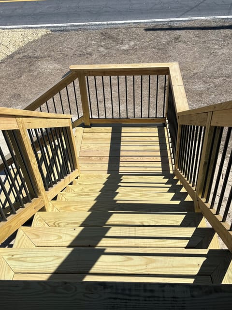 Looking down front steps