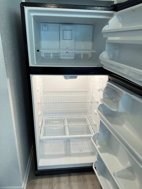 full size refrigerator with space to stock and entire months worth of food, so whether you're hear for a few nights or a few weeks we've got you covered. 