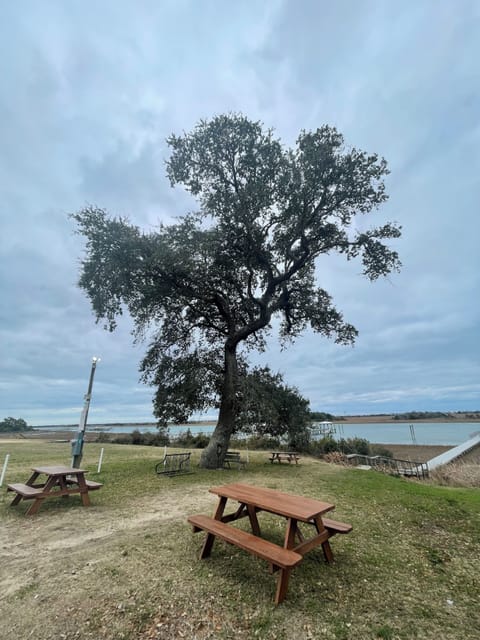 Picnic tables overseeing the waterway to enjoy your family lunch. 