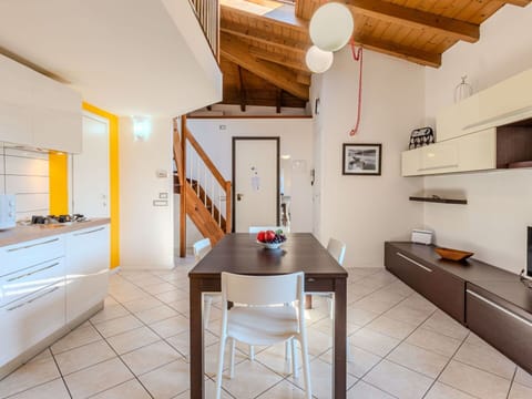 Interior Design, Flooring, Furniture, Floor, Ceiling, Room, Kitchen, Apartment, Countertop, Chair