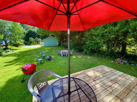 Deck out back for hanging out!