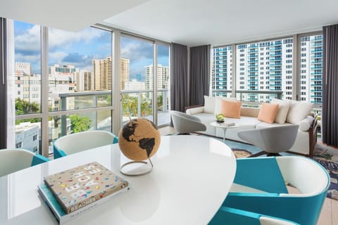 Soak up sunshine in the corner lounge with wraparound windows.