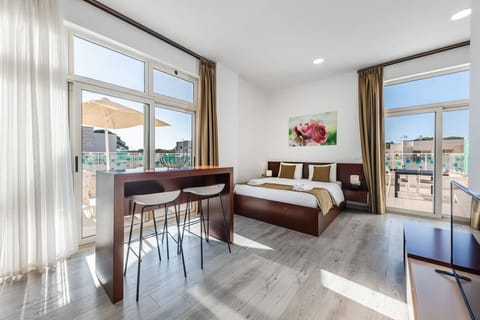 Living room and bedroom of the studio