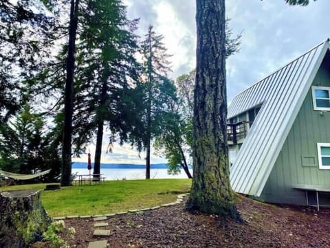 A-frame cabin & private yard with sweeping Hood Canal views