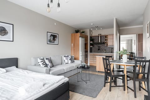 This comprehensively equipped one-bedroom apartment in the heart of Tampere has accommodation for six people.