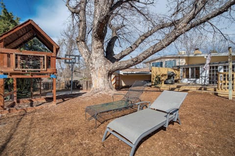 Stretch out on the lounge chairs in the tree-shaded yard, with a fire pit nearby for slow evenings outside. Rustic cabin views and open sky make it easy to linger a little longer.