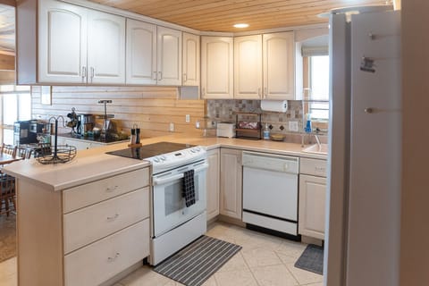 Fully stocked kitchen.