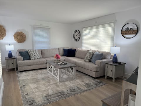Plush couch that is great for afternoon napping.