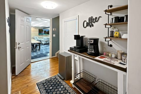 Fully stocked coffee bar as you head in from / out to exploring the area