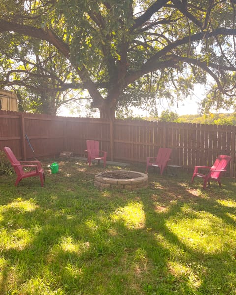 Cozy up around the firepit at night. S'mores supplies in the kitchen! 