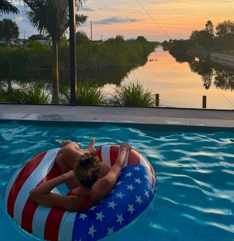Enjoy the pool at sunset