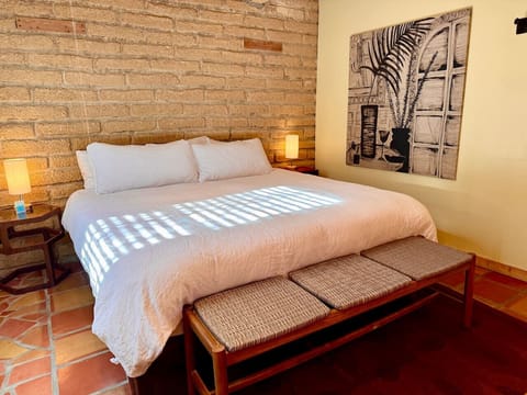 King bed with very comfortable bedding, inspired by Willow House!