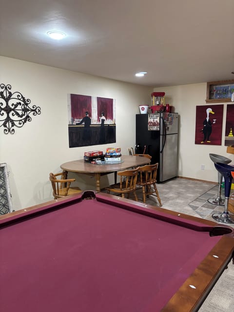 Pool table, refrigerator